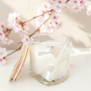 Japanese Cherry Blossom Candle in Wavy Jar