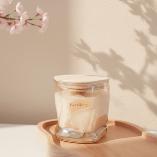 Japanese Cherry Blossom Candle in Wavy Jar